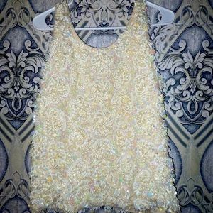 vintage 1950s white beaded sequin knit cocktail top victorian evening wear vest